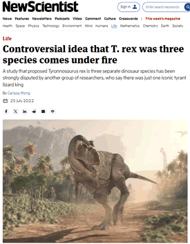 Controversial Idea that T.rex was Three Species Comes Under Fire