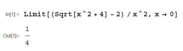 The image shows the evaluation of the mathematical limit