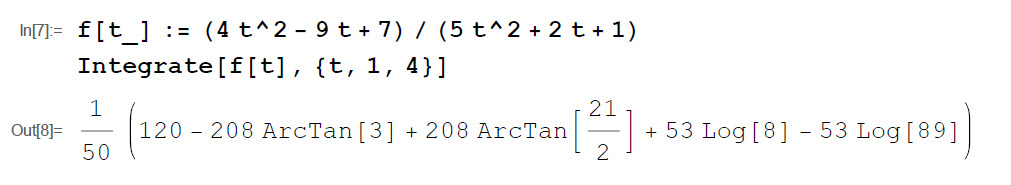 Integral of a rational function f(t)