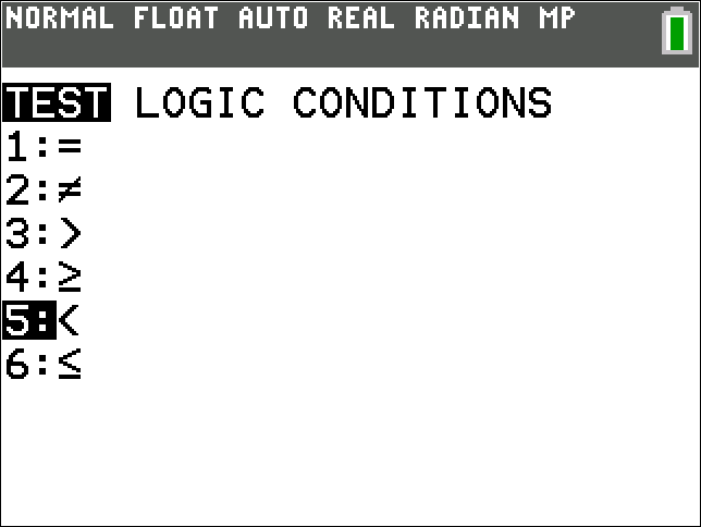 Calculator screen showing logic condition
