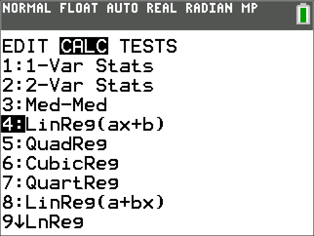 calculator screen, showing Edit Calc Tests