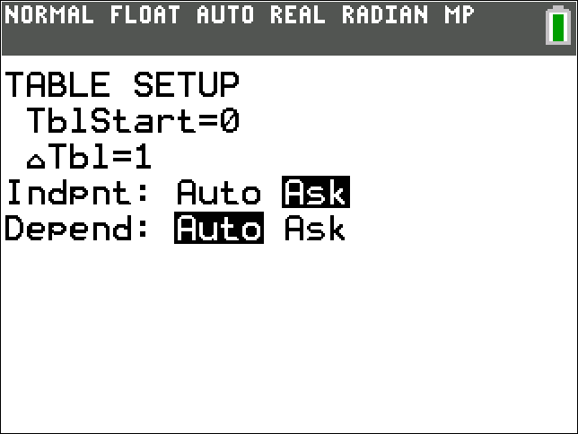calculator screen, showing a curve