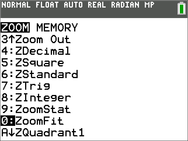 calculator screen, showing zoom details