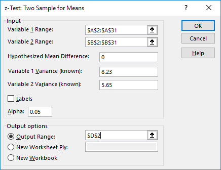 Two sample z-Test step 5