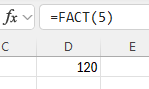 Excel Factorial