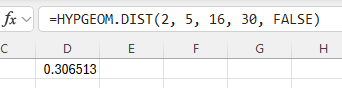 Excel Hypergeometric Distribution