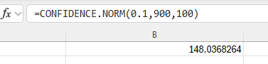 Excel z-Interval step 1