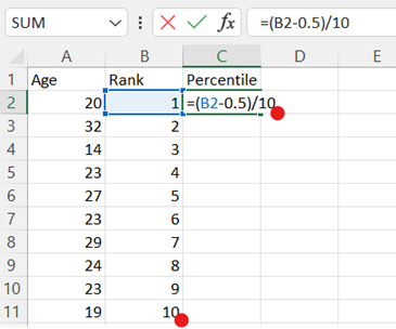 Excel Normal Probability Plot step 4