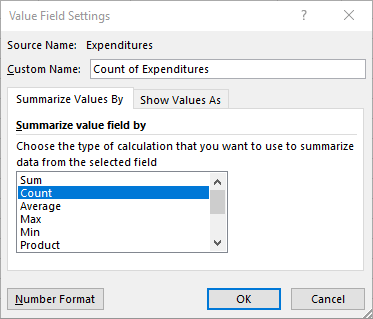 Excel Quantitative Frequency Distribution step 6