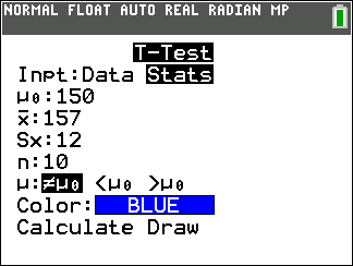 TI-Calculator t-Test step 3