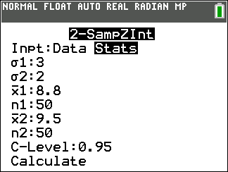 TI-Calculator z-Interval step 3