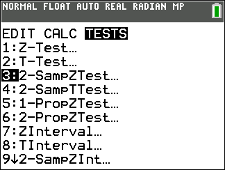 TI-Calculator z-Test step 3