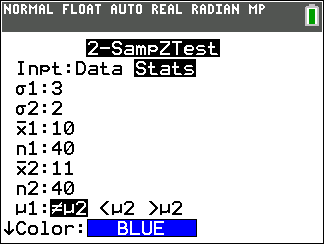 TI-Calculator z-Test step 3