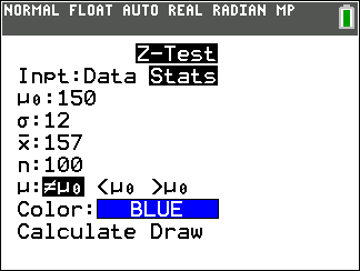 TI-Calculator z-Test step 3