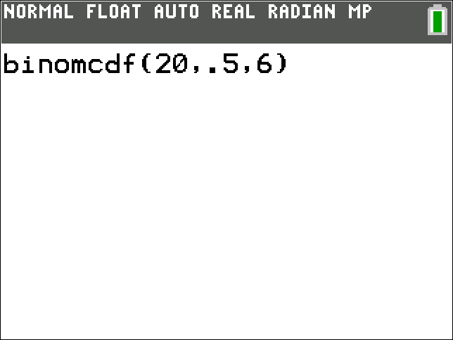 TI-Calculator Binomial Probability (cdf) step 3b