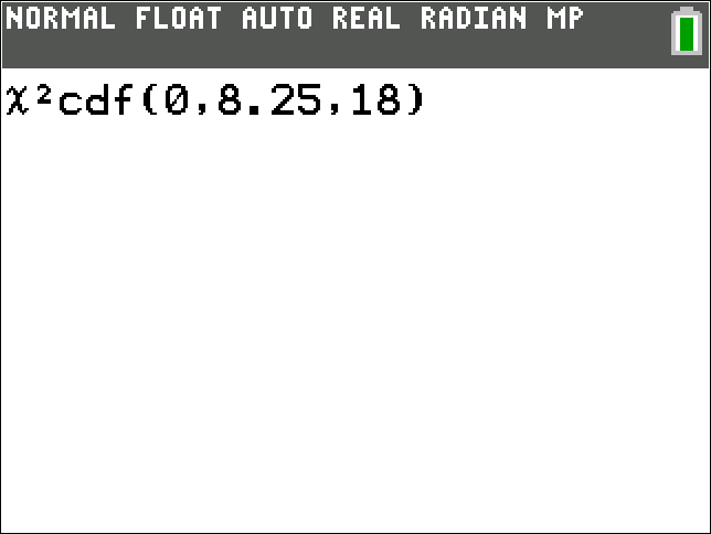 TI-Calculator Chi-Square Left Tailed Probability (cdf) step 3b