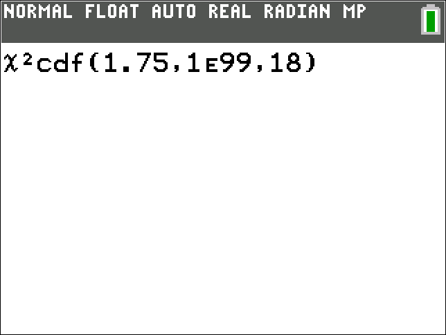 TI-Calculator Chi-Square Right Tailed Probability (cdf) step 3b