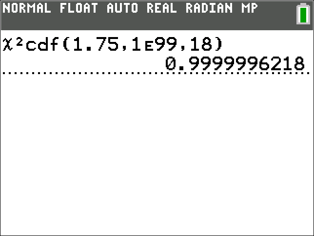 TI-Calculator Chi-Square Right Tailed Probability (cdf) step 4