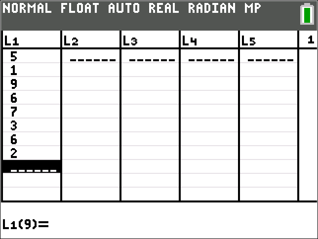 TI-Calculator Data Manipulation Sorting step 2