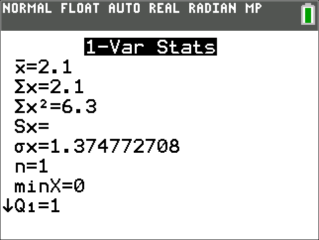 TI-Calculator Variance of a Discrete Random Variable step 6a