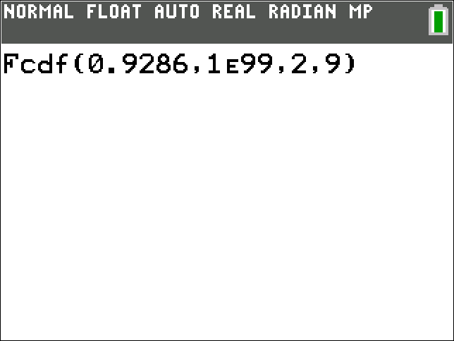 TI-Calculator F-Probability (cdf) step 3b