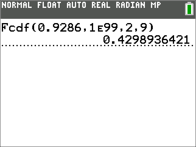 TI-Calculator F-Probability (cdf) step 4