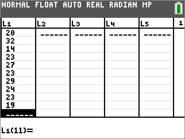TI-Calculator Normal Probability Plot step 2