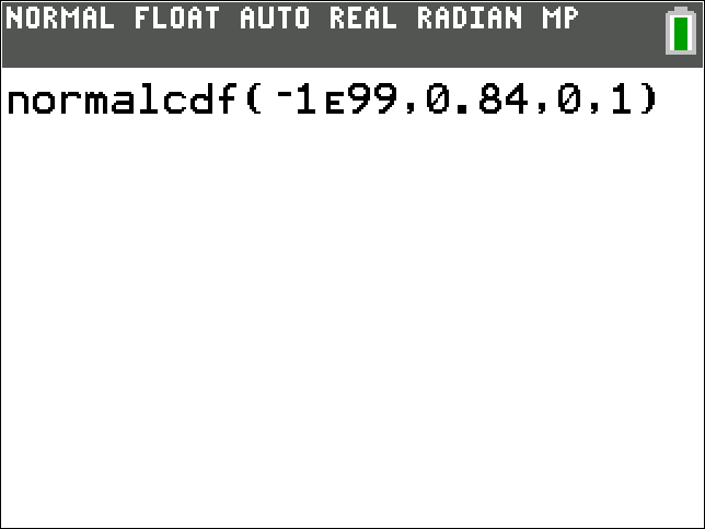 TI-Calculator Normal Distribution Normal Probability step 3b