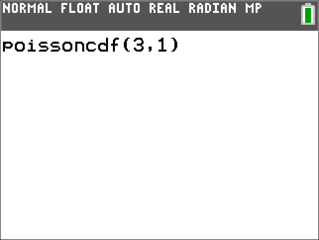 TI-Calculator Poisson Probability (cdf) step 3b