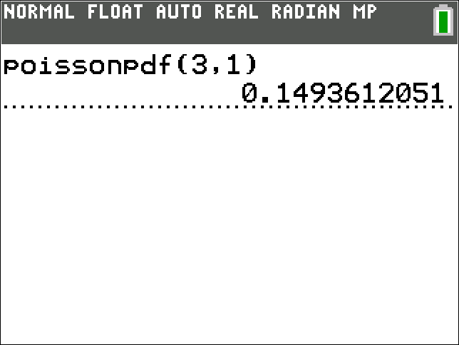 TI-Calculator Poisson Probability (pdf) step 4