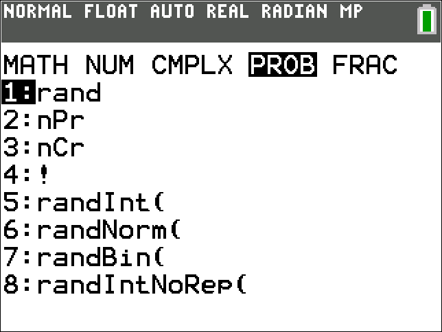 TI-Calculator Random Real Number Samples step 1
