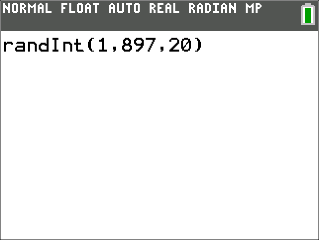 TI-Calculator Random Integer Samples step 2b