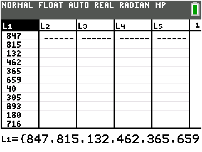TI-Calculator Random Integer Samples step 4