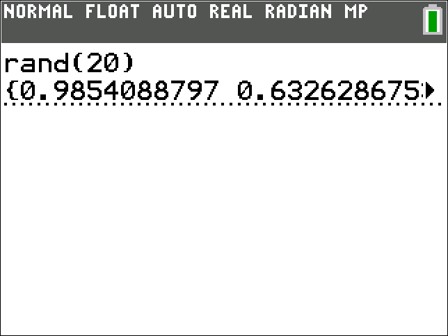 TI-Calculator Random Real Number Samples step 2