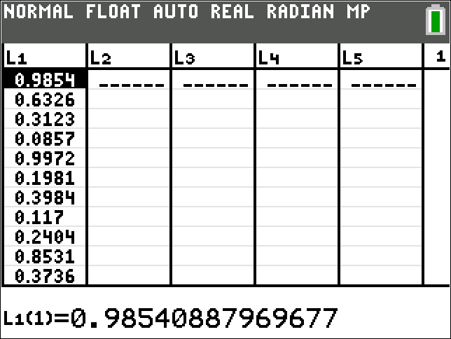 TI-Calculator Random Real Number Samples step 3