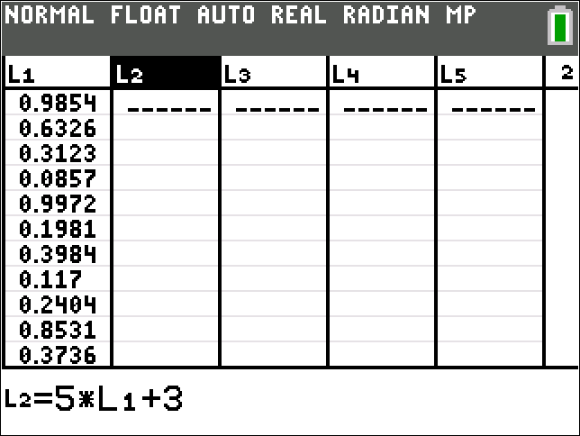TI-Calculator Random Real Number Samples step 4a