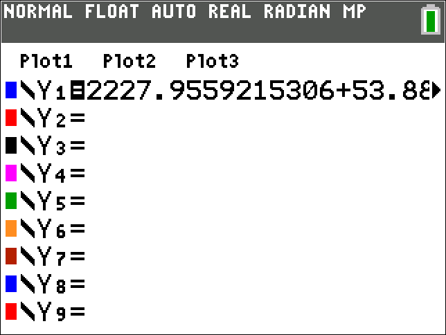 TI-Calculator Simple Linear Regression step 5b
