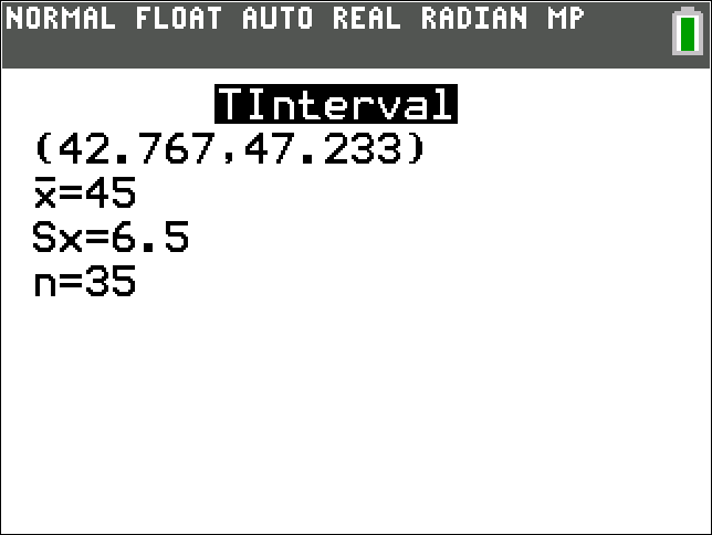 TI-Calculator t-Interval step 4