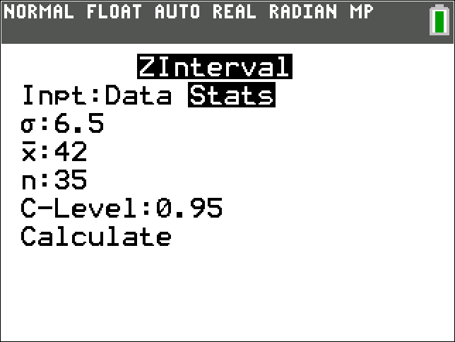 TI-Calculator z-Interval step 3