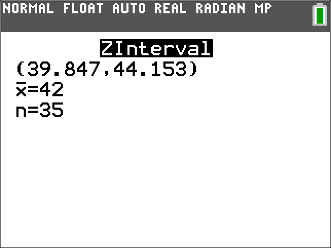 TI-Calculator z-Interval step 4